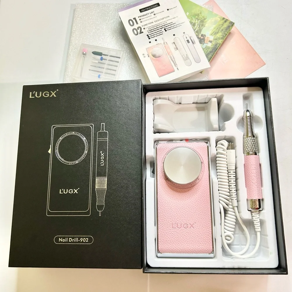 L'UGX Pink Leather Professional Nail Drill LG902